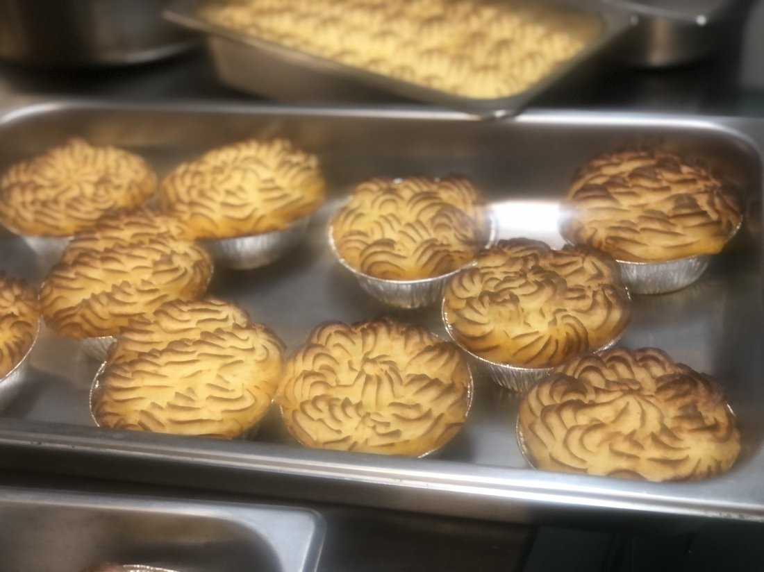 Mini cottage pies fresh from the oven.